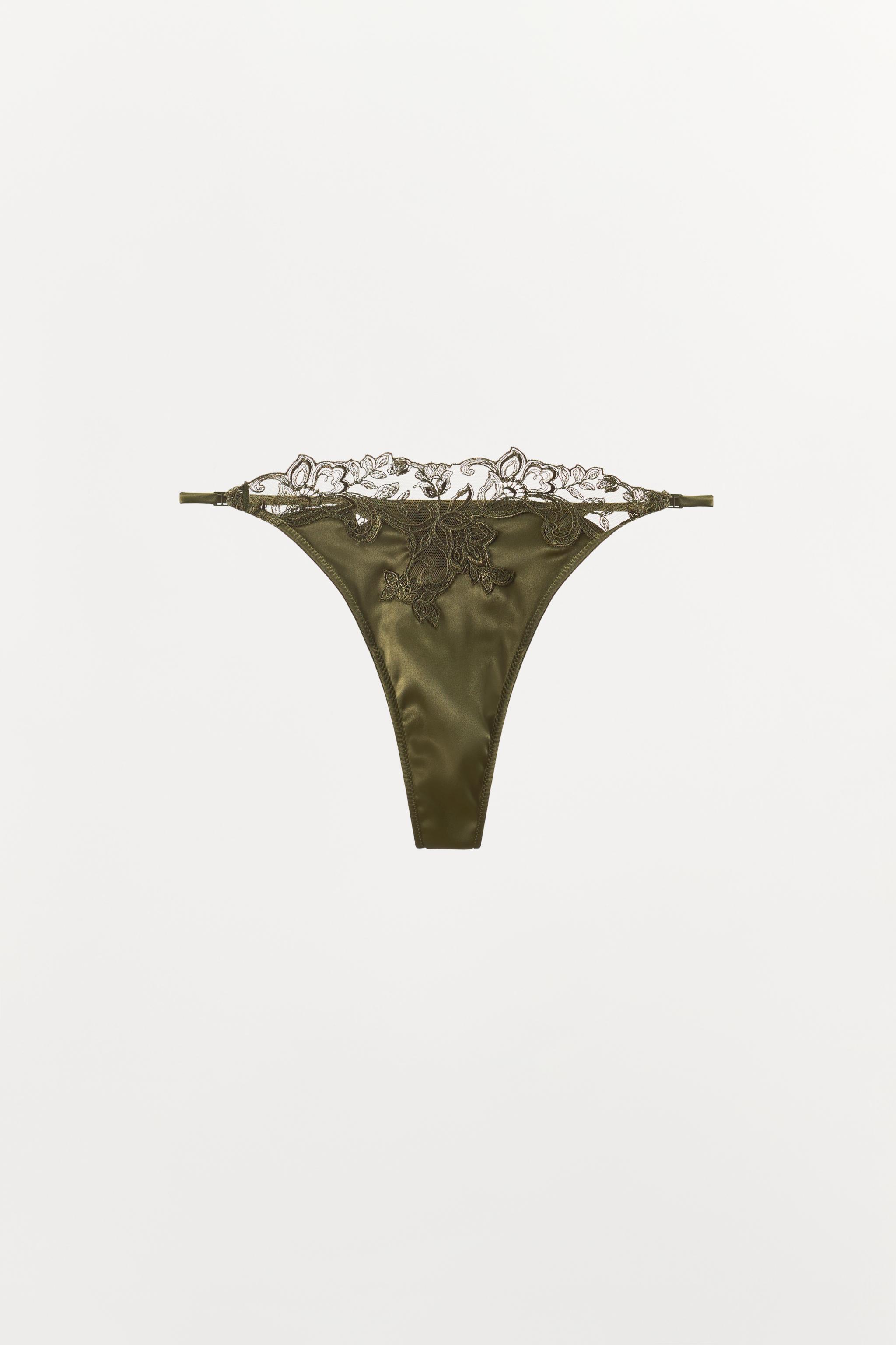 SATIN AND LACE THONG